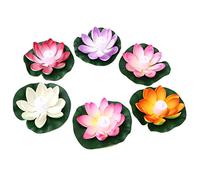 Uonlytech 6 Pcs Artificielle Flottant Fleur de Lotus LED Lumineux Clignotant Nénuphar Bougies Décoratif Souhaitant Bougie Lampe pour Mariage Étang Décor (Couleur Mélangée)