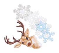 Uonlytech 6 Pièces Écussons Brodés Flocons Cerf Dorés Appliques Thermocollantes Coudre pour Vêtements Sacs Chapeaux DIY Décoration Hiver Noël