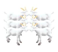 Uonlytech 6 Pièces Figurines Chèvre en PVC Blanc pour Décoration Intérieure et Succulentes, Petite Sculpture de Chèvre Artisanale pour Bureau et Maison