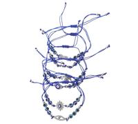 Uonlytech 6 Pièces Lot de Bracelets Œil Protecteur Ajustables Unisexes Bijoux Perles Évil Eye Cordon avec Charms Confortables et Empilables pour Protection et Style Quotidien