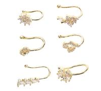 Uonlytech 6 pièces Non Pierced Nose Rings Set For Men And Women Adjustable Nose With Sparkling Zirconia Leaf Star Moon Designs And Stylish