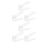 Uonlytech 6 Pièces Organisateur de Chaussures Double Couche ABS Réglable | Design Transparent, Montage par Clips, Empilable, Rangement sous Meuble, pour Garçon Fille et Pantoufles