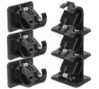 Uonlytech 6 Pièces Porte-Canne Auto-adhésif en Plastique Noir, Support de Tringle à Rideaux sans Perçage, Facile à Installer, pour Miroirs et Carrelages