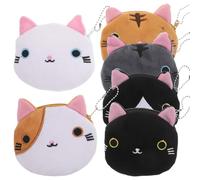 Uonlytech 6 pièces Porte-Monnaie Chat Dessin Animé Mignon avec Fermeture Éclair Mini Sac Multifonction pour Clés et Trieur Pratique pour Femme Usage Quotidien École Bureau Shopping