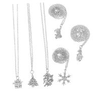 Uonlytech 6 pièces Set de Colliers Festifs pour Femmes avec Pendentifs Sapin Bonhomme Cloche Bijoux de Noël Élégants pour Fêtes Hivernales
