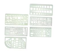 Uonlytech 6 pièces Set de Gabarits de Mesure Géométriques Plastique Vert pour École Outils de Dessin Règles Légères et Claires pour Dessin Technique et Créatif