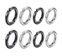 Uonlytech 8pièces Lot de Boucles Oreilles Rondes à Clipser sans Piercing Unisexes Acier Inoxydable Hypoallergénique pour Hommes et Femmes