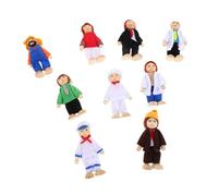 Uonlytech 9 Pièces Figurines Bois Articulées pour Jeu de Rôle Garçon Fille Jouets de Conte et Exploration de Métiers Personnages Miniatures pour Jeu Imitation Familial
