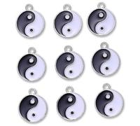 Uonlytech 9 pièces Lot de Breloques Tai Chi Alliage Pendentifs Double Face Taijitu pour Création de Bijoux DIY Charms pour Colliers et Bracelets 9 pcs