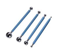Uonlytech 9 Pièces Outils de Sculpture à Boules Acier Inoxydable pour Poterie Modelage DIY avec Poignées et Caoutchouc Double Extrémité pour Gaufrage et Embossage Polyvalent