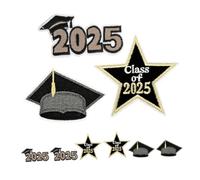 Uonlytech 9 pièces Patch Thermocollant Brodé Graduation Appliques DIY Noir et Or Décoration Vêtements de Remise des Diplômes Kit pour Maternelle et Académique