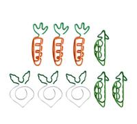 Uonlytech 9 pièces Trombones Forme Carotte et Pois Petits Clips Papier Créatifs pour Bureau École Maison Accessoire Bureau Décoration