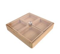 Uonlytech Acrylique Plateau à Goûter Compartimenté en Bambou avec Couvercle | 4 Compartiments Amovibles, Base Épaisse et Grain , pour Apéritif, Table Basse et Service
