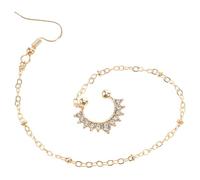 Uonlytech Anneau de Nez Design Unique en Métal Doré Faux Septum Bijoux de Piercing Nez Non Percé avec Chaîne à Oreille et Utilisation Polyvalente pour Femmes aux Festivals et Danse