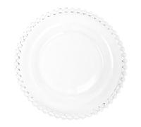 Uonlytech Assiette en Verre à Bord Perlé 25 CM Assiette à Salade Transparente Plateau à Fruits Décoratif pour Repas Quotidiens et Buffets Vaisselle Ménagère Élégante et Pratique