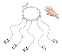 Uonlytech Bague à Chaîne Punk Ouverte En Alliage, Bague Manchette Maillons Ajustables, Style Créatif Pour Femmes,