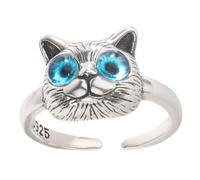 Uonlytech Bague Ouverte en Cuivre Forme Chat Argentée, Facile à Porter, Style Adorable Femmes et Animaux, Bijou Ajustable et Confortable