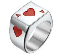 Uonlytech Bague Punk En Acier Titane Rouge As De Pique Pour Homme Bijou Doigt Créatif Cérémonie Quotidien Taille 8