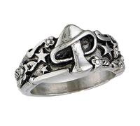 Uonlytech Bague Rétro pour Homme en Alliage Décor Champignon Étoile Feuille Taille 10 Bague Polyvalente Créative et Décorative Mode Masculine