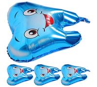 Uonlytech Ballons De Dent Gonflables Bleu 4 Pcs En Aluminium Film Pe Décoratifs Pour Baby Shower Fête Bébé Anniversaire