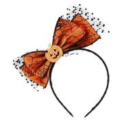 Uonlytech Bandeau Halloween Dentelle avec Nœud Décoratif Citrouille et Crâne Serre-tête pour Fête Déguisement Soirée Halloween