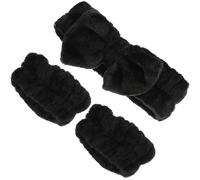 Uonlytech Bandeau Large Noir Noeud, Lot de 3 Bandeaux Souples pour Nettoyage Visage, Accessoires Spa Antidérapants et Bracelets Élastiques Confortables pour Soins et Maquillage