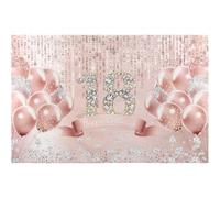 Uonlytech Bannière Décorative Rose Doré pour Anniversaire 18 Ans, Toile de Fond Légère et Lavable, Accessoire Photo pour Décor de Fête, Bannière Joyeux Anniversaire, Décor D’anniversaire