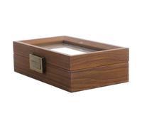 Uonlytech Boîte à Anches en Bois Vintage, 4 Compartiments pour Clarinette | Couvercle en Verre, Loquet Métallique Ancien, Rangement Sûr pour Musiciens D’orchestre en Déplacement