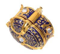 Uonlytech Boîte à Bijoux Vintage Ronde Alliage de Zinc Petite Boîte de Voyage Élégante pour Filles Rangement Sûr et Décoratif pour Bagues Boucles Oreilles et Colliers