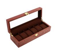 Uonlytech Boîte à Montres en Bois Rouge Hêtre 6 Emplacements Coussins Amovibles en Flanelle, Organisateur de Rangement Élégant pour Montres, Coffret de Présentation Adapté au Stockage