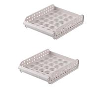 Uonlytech Boîte à Œufs Double Couche en Plastique Blanc Design Rainuré Cuisine et Salle à Manger, Organise le Réfrigérateur et Conserve la Fraîcheur des Œufs
