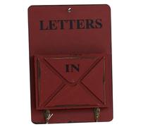 Uonlytech Boîte Aux Lettres Murale Décorative avec Crochet Porte Clés Rangement Pratique pour Courrier et Clés Support Mural Polyvalent pour Bureau et Maison Style Vintage Rouge