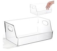 Uonlytech Boîte de Rangement Transparente 34x21,5x15 Cm pour Livres et Documents, Bac de Stockage Pratique sans Glissement, Organiseur Bureau et Bibliothèque Scolaire, Conteneur