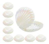 Uonlytech Boîtes à Dragées Design Compact Technologie de Placage sous Vide en Plastique Blanc de Coquillage, Lot de 10 Pièces pour Fêtes de Mariage et Bridal Showers
