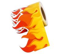 Uonlytech Bordure Autocollante Décorative Effet Feu 75 CM X 10 M Flammes Artificielles Résistantes à la Décoloration Sticker Mural pour Tableau d'Affichage Décoration Fête Thème Pompier