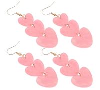 Uonlytech Boucles D’Oreilles Pendantes Cœur 2 Paires 4 Pcs Rose Design Triple Cœur en Alliage Léger Boucles D’Oreilles Mode pour Femmes Accessoires Saint-Valentin Élégants