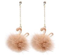 Uonlytech Boucles d'Oreilles Pendantes à Pompon en Peluche Oreilles de Lapin Légères Couleur Café 1 Paire Bijoux pour Femmes et Filles Décoration d'Oreille pour Soirées et Présents