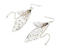 Uonlytech Boucles D'oreilles Pendantes Ailes De Fée Perles Grises Dégradées 2 Pièces Bijoux Femmes Mariage Plage Soirée Élégantes