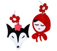 Uonlytech Boucles D'oreilles Pendantes en Acrylique Léger pour Fille Design Unique Petit Chaperon Rouge et Grand Méchant Loup, Confortables pour Diverses Occasions
