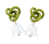 Uonlytech Boucles Oreilles Pendantes Fleurs Muguet Vertes Boucles Oreilles Élégantes et Légères pour Femmes Accessoires été Polyvalents et Raffinés