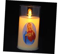 Uonlytech Bougies Catholiques LED sans Flamme Bougie à Piles Mary Veilleuse Sécurité sans Fumée Décoration Religieuse D’église pour Pâques Halloween Noël 1 Unité