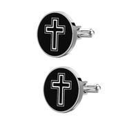 Uonlytech Boutons de Manchette en Acier Titane Croix Noire pour Homme 1 Paire D’Attaches Décoratives Élégantes Adaptées Chemises Formelles Mariage et Tenue Business