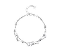 Uonlytech Bracelet Argent Femme Double Couche Argent Sterling Design Étoile Créatif Chaîne Délicate Ajustable pour Femme Accessoire pour Usage Quotidien et Occasions Spéciales