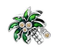 Uonlytech Bracelet en Argenté S925 Charme de Breloques pour Bijoux Filles Vert Imperméable Design Créatif Bijoux d'Été de Noël Accessoire de Plage Mode
