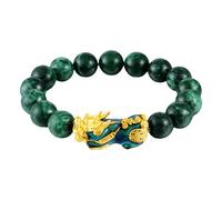 Uonlytech Bracelet Feng Shui en Pierres Précieuses 10 MM en Jade Vert Changeant Perles Bouddhistes Élastiques Chaîne de Poignet Créative pour Femmes Accessoire de Bijoux Spirituel pour
