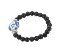 Uonlytech Bracelet Perles Drapeau Israël Unisexe Accessoire Patriotique Étoile de David Mode Polyvalent pour Soutien et Cadeau