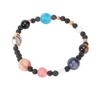 Uonlytech Bracelet Planétaire Perles Naturelles Bleu Sable, Bijou Fantaisie pour Femme, Style Univers Solaire Neuf Planètes, Accessoire Élégant pour Fêtes et Quotidien, Taille Ajustable