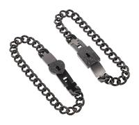 Uonlytech Bracelet Unisexe Cœur Entrelacé en Acier Inoxydable Noir Paire de Bracelets Couples Serrure à Clé Accessoire Chic et Polyvalent pour Présent Anniversaire ou Usage Quotidien