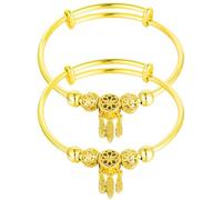 Uonlytech Bracelets Jonc pour Filles en Alliage de Zinc Or Minimalistes Attrape-rêves, Confortable Toucher, Facile à Ranger, pour Anniversaires et Engagements, Lot de 2 Pièces