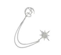 Uonlytech Broche Chaîne en Alliage Forme Étoile à 8 Branches Cerf Décoratif et Zircon, Pin's Créatif pour Vêtements Femme, Accessoire Mode Présent Noël Élégant